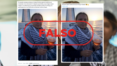 No es Greta Thunberg bebindose un cctel en la Flotilla de la Libertad, es IA